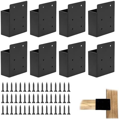 Rasugarlary Pergola Brackets 8 Pcs Pergola Privacy Wall Brackets Privacy Wall Bracket Post Side Rafter Bracket for 2x4 Wood Post DIY Pergolas Deck Railing Bracket Connector (with Screws) Cover
