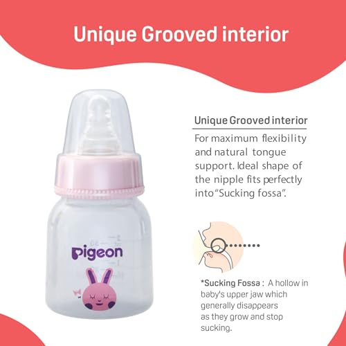Image of Pigeon Peristaltic Nursing Bottle RPP 50ml (Pink) BPA Free, BPS Free, Rabbit Pattern | Natural Feeding Bottle | Feeding Bottle for New Born Baby | Baby Bottles for Milk | Milk Bottle for New Born
