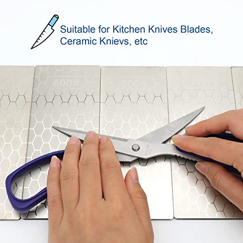 Image of Diamond Brows, 5 Pcs Diamond Sharpening Stone, Sharpening Stone for Knives, with Extra Fine /Coarse Plate and Non-slip Base, 400 /600 /800 /1000 /1200 Grit