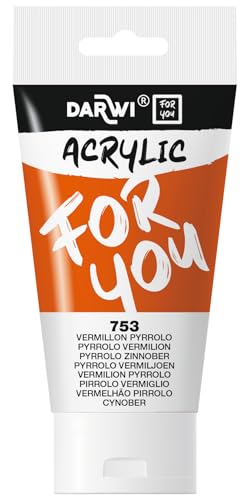 Darwi For You DF5150075753C - Acrylfarbe, Tube 75 ml, 753 Zinnoberrot (Vermillon) Pyrrolo PO73, halbdeckend, 1 StĂĽck
