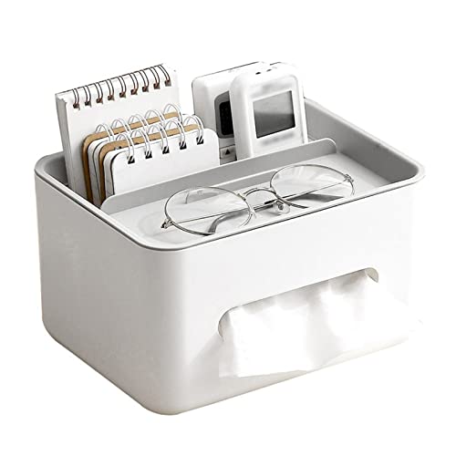 Renococo Rectangular Tissue Box Cover with Storage,8 x 6 Inch Multifunction Tissue Box Holder,Mini Paper Outlet Facial Tissue Box,Facial Tissue Holder Case Dispenser,Paper Towel Holder