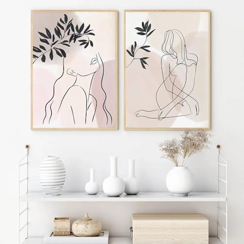 Tableau moderne abstrait ligne unique pour habiller facilement un grand mur blanc nu