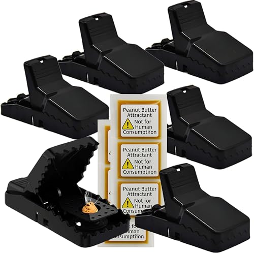 Mouse Reaper Mouse Traps, 6 Pack for Indoors That Kill Instantly, Rodent Trap, Reusable Snap Trap for Mice Control with Peanut Butter Bait Sachets