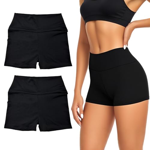 SAIIURV 2 Pièces Shorty Taille Haute pour Femme Short de Sport Femmes, Short de Yoga à Taille Haute, (FR/ES, Alpha/Lettres, Taille Unique, Taille Normale,...