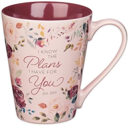 Christian Art Gifts Comforting Rosy Ceramic Scripture Coffee & Tea Mug for Women: I Know the Plans -...