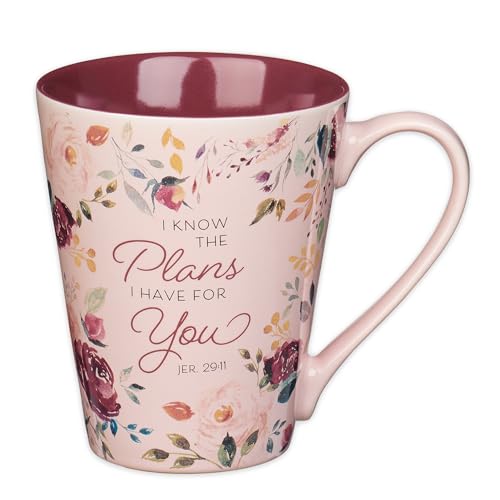 Christian Art Gifts Comforting Rosy Ceramic Scripture Coffee & Tea Mug for Women: I Know the Plans -...