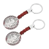PATKAW Llaveros de Cruz Benedict Medalla Católica, Colgantes Metálicos Rojos 2 Piezas, Accesorios Religiosos para Bolsos, Regalos de Comunión y Protección Cristiana