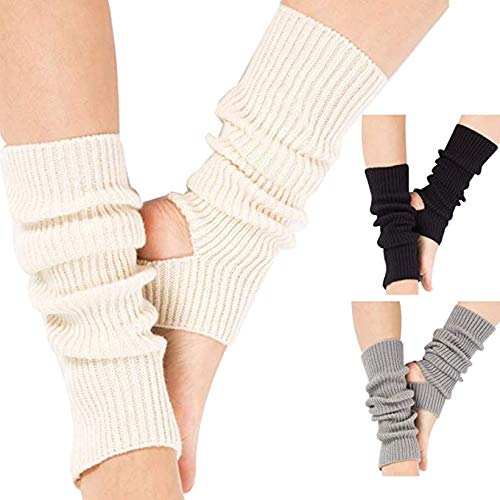 Guojanfon Fashion Yoga Socks for Women Girls Workout Socks Toeless Training Dance Leg Warmers (Black) - Black&white&grey