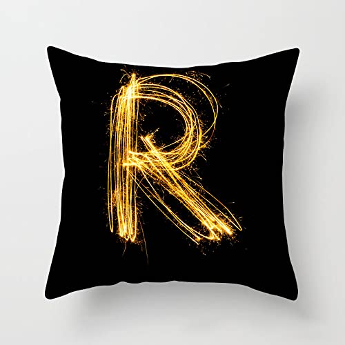GYROHOME Fundas de almohada decorativas con patrón de fuego con letras inglesas, 1 panel, funda de cojín de terciopelo suave de piel de guisante, protectores de almohada negros para decoración del