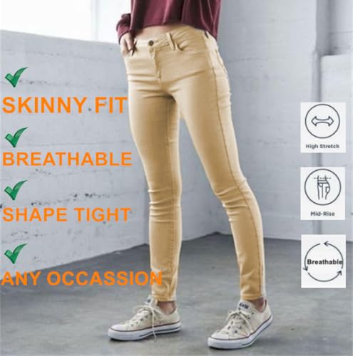 AIDAYOU Stretch Work Casual Pants Skinny Leg 5 Pockets Color Khaki4