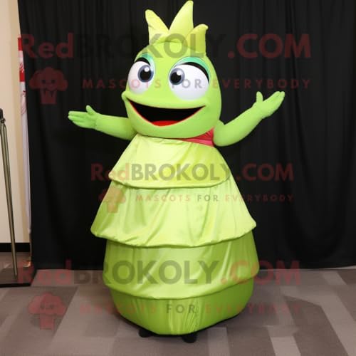 REDBROKOLY Disfraz de mascota de sushi verde lima vestido con un vestido de noche y bolsas de mano