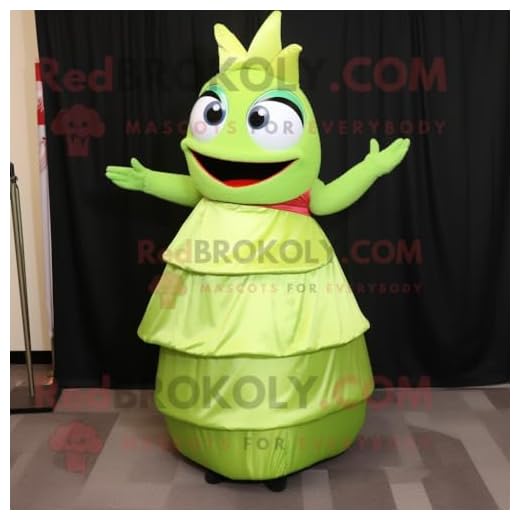 REDBROKOLY Disfraz de mascota de sushi verde lima vestido con un vestido de noche y bolsas de mano