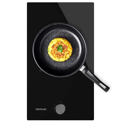 Cecotec Table de Cuisson à Gaz 1 Feu Bolero Squad GN 1200S Glass Black. 3,5kW, Prête pour le Gaz Naturel, Verre Noir, Grille Complète en Fonte, Brûleur Wok...