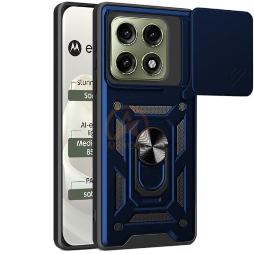 Image of Armor Bumper Back Cover Case for Moto Edge 70 Pro /Moto Edge 70 Pro Plus 5G Rotating Camera Cover, Ring Holder & Kickstand | Heavy Duty & 360 Degree Protection Back Cover (Blue)