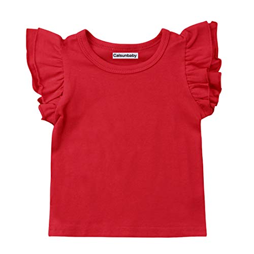 Image of Infant Toddler Baby Girl Top Basic Plain Ruffle T-Shirt Blouse Casual Clothes