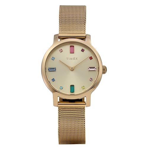 Montre femme 31 mm Timex Transcend cadran analogique et bracelet acier trois ors