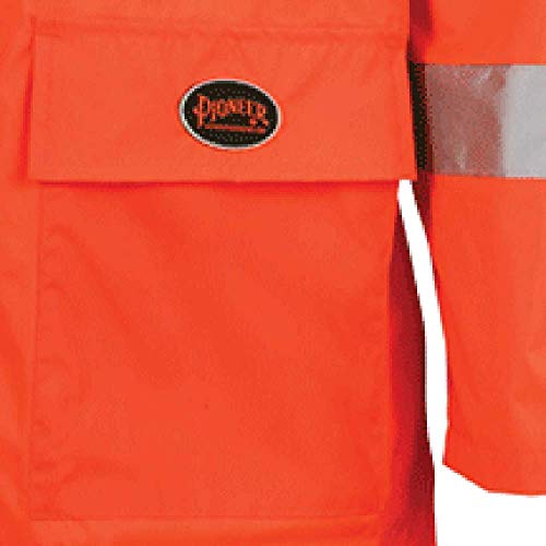 Pioneer High Visibility Rain Gear Safety Jacket And Bib Pants – Hi Vis, Waterproof, Reflective Pvc Work Suit For Men – Orange And Yellow/Green #TOP2