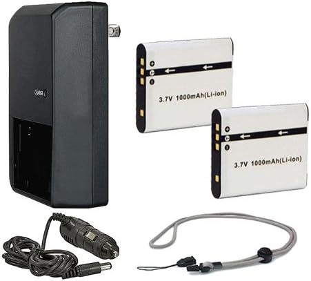 High Capacity Batteries (2 Units) + AC/DC Travel Charger Compatible with Nikon S70 + Krusell Multidapt Neck Strap (Black Finish)