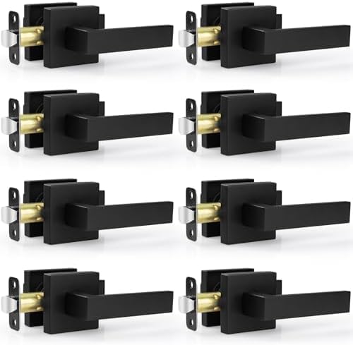 8 Pack Matte Black Passage Door Levers