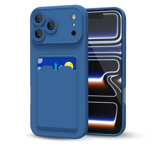 oakxco for iPhone 17 Pro Max/ 18 Pro Max Case with Card Holder, Cute Silicone Wallet Phone Case with Credit Card Slot, Soft Rubber Thin Slim Purse for Women Men with Shockproof Camera Cover, Navy Blue