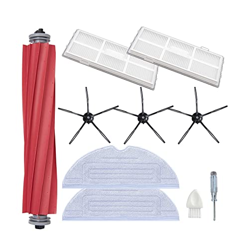 PELLYDA Lot de 18 accessoires de rechange compatibles avec Xiaomi Roborock S7 S7 Plus S7 MaxV S7 MaxV Ultra Kit d'accessoires pour robot aspirateur, 4 filtres HEPA, 6 lingettes (noir 8 pièces) Cover