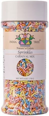 Pastel Rainbow Sprinkles – Dye-Free, Allergen-Free, Plant-Based Colors, 6 oz Jar – India Tree Nature’s Colors