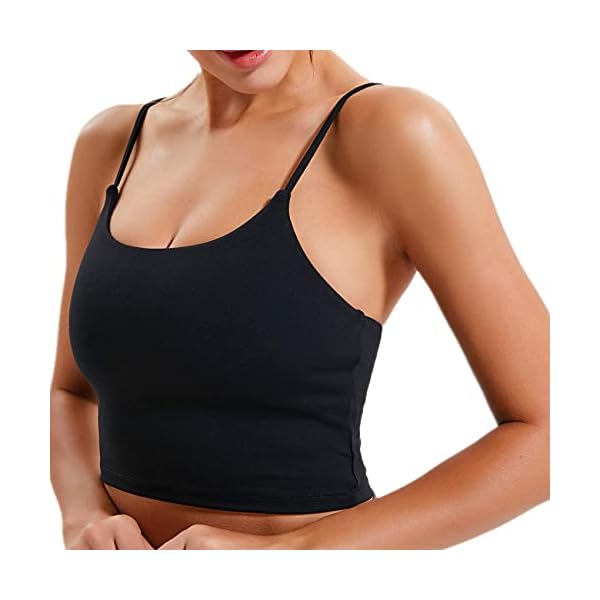 Lemedy Women Padded Sports Bra Fitness Workout Running Shirts Yoga Tank Top (XL, Black)