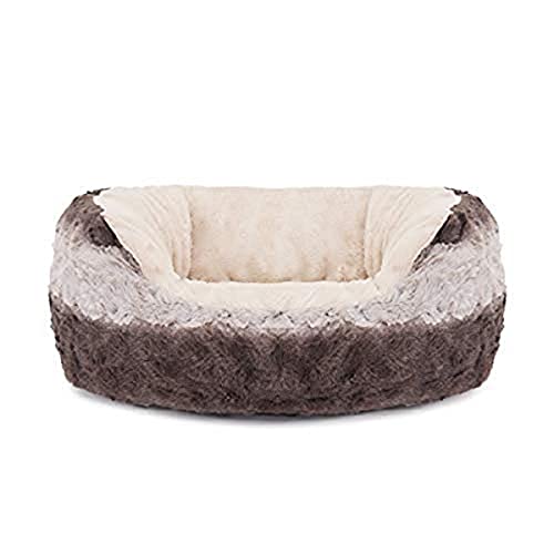 Rosewood 40 Winks Grey & Cream Snuggle Plush Oval Dog Bed, 25”