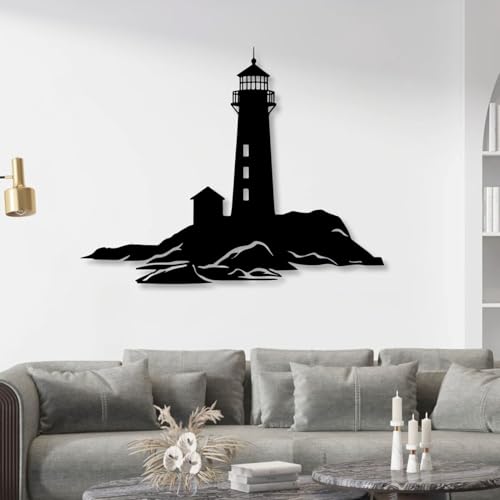 Décoration murale en métal de phare, objet design nautique 47x37