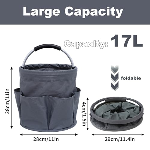 QIANAI Putzmittel Organizer, Reinigungskorb Mit Griff, Gartentasche Mit 6 Taschen, Foldable Waterproof 17L Cleaning Caddy Für Innenbereich,Garten,Badezimmer