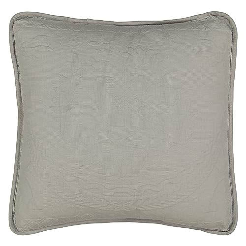King Charles Modern Farmhouse Floral Matelasse Decorative Pillowcase, 100% Cotton Breathable Bedding, Throw Pillow (20" x 20"), Grey