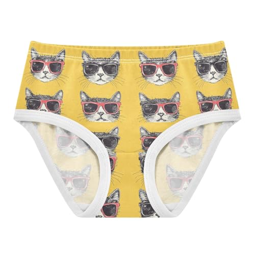 ZZKKO Sunglasses Cat Yellow Girls Underwear Toddler Panties for Girls Comfort Brief Size 2-8T - Main Image