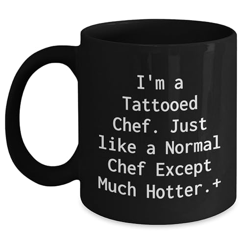 Valentine's Unique Gifts for the Chef Who's Hotter Than the Stove I'm A Tattooed Chef Plus Black Ceramic Coffee Mug Funny Unique Gifts from Chef to Foodie Lover