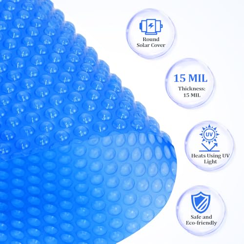 Cobertor Solar Redondo YUEWO 8 Pies Azul para Piscinas miniatura 4
