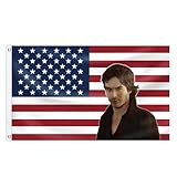 PERL Damon Actor Salvatore Red Vampire American USA Flag TV Show Ian Somerhalder with 2 Brass Grommets for Indoor Outdoor College Dorm Bedroom Home Room Decor