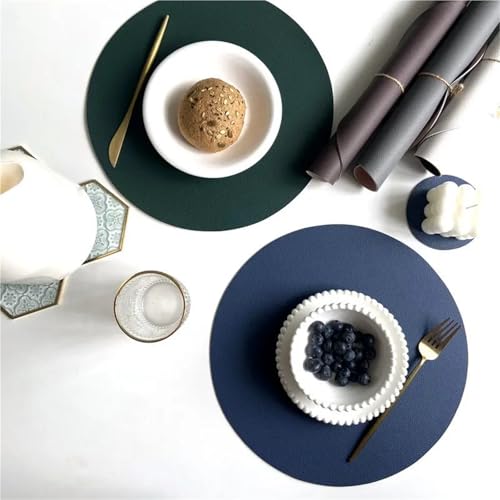 Sets de table ronds en similicuir PU tapis isolants double face
