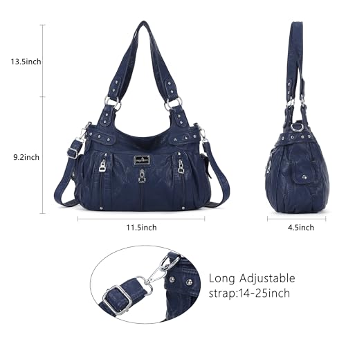 Image of Angelkiss Large Purses and Handbags for Women Washed Faux Leather Crossbody Hobo Satchel Shoulder Handbag Tote Purse