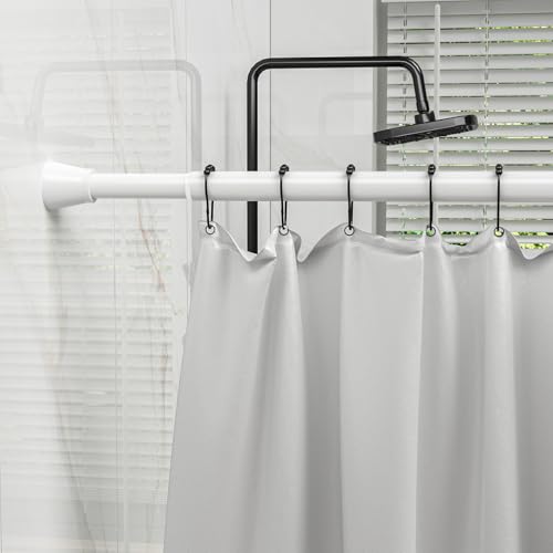 Image of 2Pack White Shower Curtain Rod 45 to 77 Inch | Shower Rods for Bathroom,Spring Tension Curtain Rod No Drilling for Windows,Doors,Closet,Kitchen
