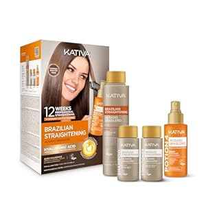 KATIVA Brasilianisches Keratin Haarglättungs-Set mit Hyaluronsäure & Potion 4 Hitzeschutzserum – Formolfreie Glättung für zu Hause – Bis zu 12 Wochen Frizz-Kontrolle für alle Haartypen