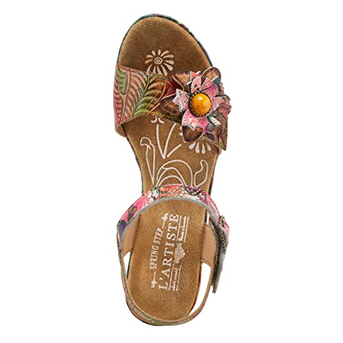 Image of L`Artiste Leilanie Hand-Painted Leather Platform Heel Sandal
