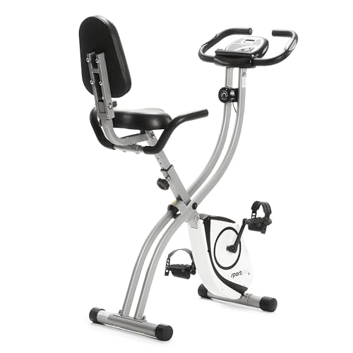 Sportplus Cyclette Pieghevole, Opzionale con Funzione Bluetooth e Schienale, Misurazione delle Pulsazioni, Programmi di Allenamento, 8 a 24 Livelli di Resistenza, Silenzioso e Senza Manutenzione