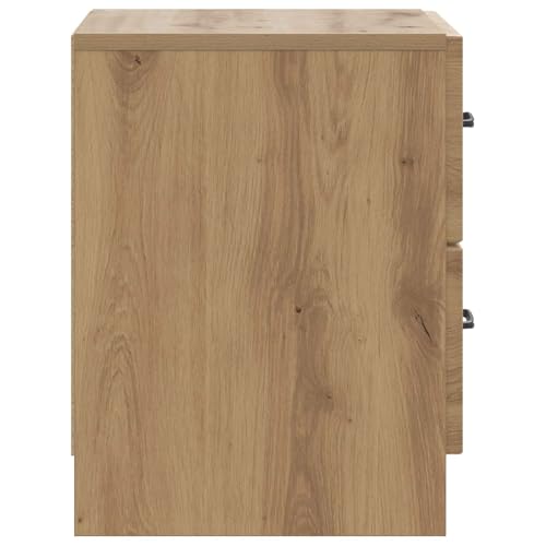 Table de Nuit en Chêne Artisanal avec 2 Tiroirs de Rangement Chic - 7