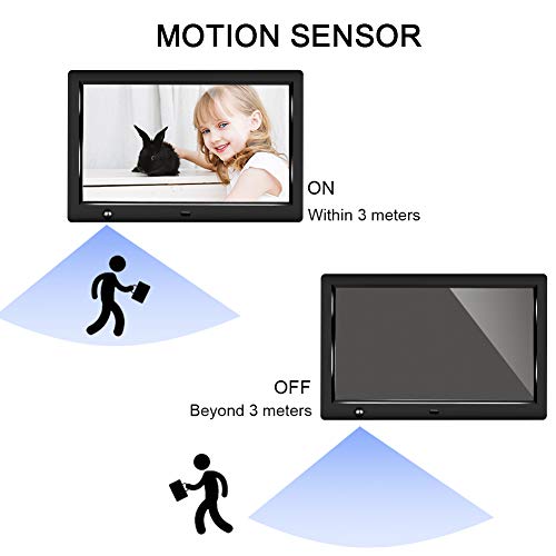 10 inch IPS Screen Digital Photo Frame, Digital Picture Frame with Motion Sensor, Timing Power On/Off, Support 1080P HD Video Player, Background Music, MP3, Calendar, USB Drive, SD Card [Jimwey] - Thumbnail 5