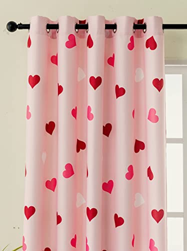 Samyra Room Darkening Light Filtering Heart Floral Pink Luxury Window Panel Curtains | 63" * 84" Each Panel | 2 Piece Set | Loveable & Romantic Living, Bedroom, Kids, Girl's Room Decor | Extra Wide #TOP1