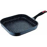 Bergner Red Stone Plancha-asador en Aluminio Fundido, Negro, 28 x 28 x 4.8 cm
