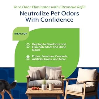 NaturVet – Yard Odor Eliminator Plus Citronella Spray – Eliminate Stool and Urine Odors from Lawn and Yard – Designed for Use on Grass, Patios, Gravel, Concrete & More – 64oz Refill (No Hose Nozzle)