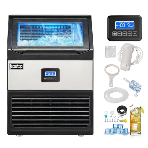 Winado Commercial Ice Maker 150LBS/24H, Stainless Steel Freestanding Ice Maker Machine w/ 24LBS Storage Bin, Auto Clean Under Counter ice Machine for Home, Restaurant, Bar, Hotel, Store