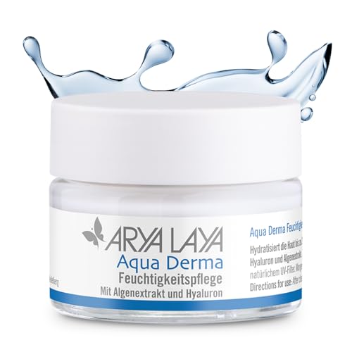 ARYA LAYA Aqua Derma Feuchtigkeitstpflege, 50 ml: feuchtigkeitsbindende Gesichtscreme mit Hyaluron, Aloe Vera & Algenextrakt, füllt Trockenheitsfältchen auf, vegan