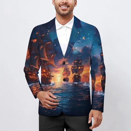 Pirateships Mens Blazer Lightweight Sport Coat Two Button Suit Jackets2