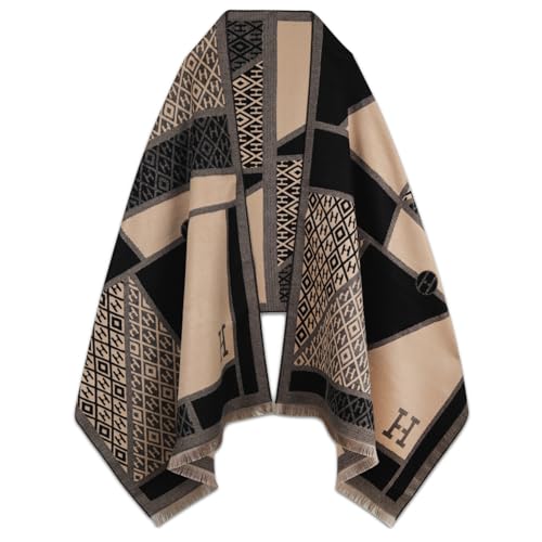 EXTREE Scarfs for Women Pashmina Silky Shawl Wrap for Evening Dressing Blanket Open Front Poncho Cape Aaa-orange